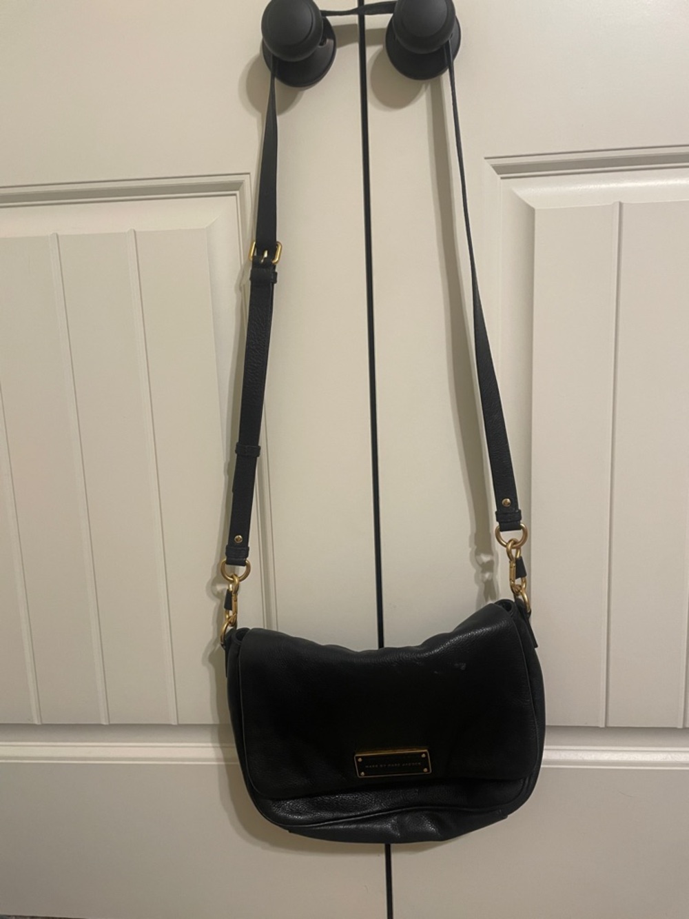 Marc by Marc Jacobs Black Leather Crossbody with Gold Hardware